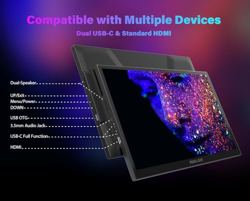 Image of 17.3'' 4K Portable Touchscreen Monitor, UHD 500Nits 100% AdobeRGB IPS HDR Travel Display, USB, Type-C & HDMI, Dual Speakers, VESA & Smart Cover - for Laptop PC Phone PS4 /5 Xbox etc.