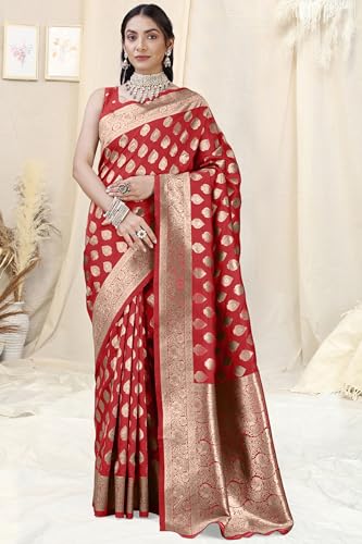 Image of MIRCHI FASHION Women Saree | Banarasi Silk Woven Design Daily Regular Use Sari with Blouse