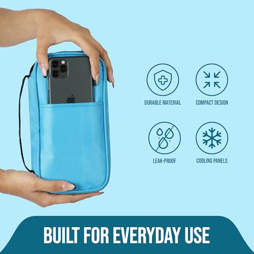 Image of ONYXNEO Dia-Cool Pro Insulin Cooler Travel Case Pouch with 2 Ice Gel Packs (6-8 Hour Insulin Cooling Support) - Cooler Portable Insulin Bag for Diabetics, Compact Insulin Cooler Case for Medicine, Diabetic Supplies, Ozempic Pen, EpiPen, and Syringes