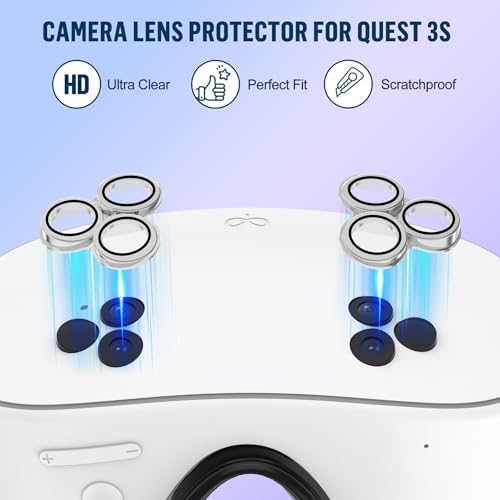 Silicone Cover Set Compatible with Meta/Oculus Quest 3s Accessories, Silicone Face Cover, Controller Grip Cover, VR Shell Cover, Protective Lens Cover, Camera Lens Protector, Skin for Quest 3s (Black) - 2