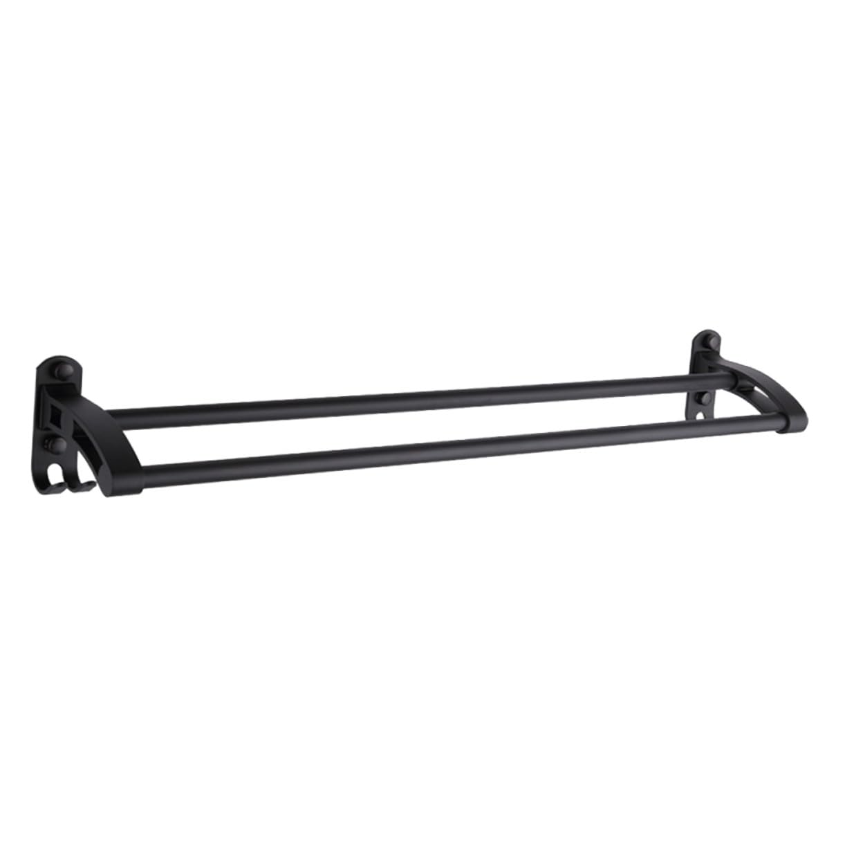 Porte-serviettes mural double en aluminium noir pour libérer l'espace des petites salles de bain