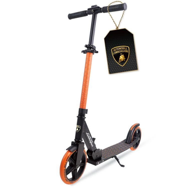 Lamborghini Roller Kinder 8 Jahre Cityroller, 200mm Großräder, Klappbar, Höhenverstellbar, mit Ständer & Federung, Stabiler Aluminium-Scooter, Tretroller Erwachsene bis 100kg