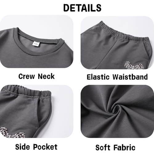 Image of Tween Girls Clothes Long Sleeve Graphic Sweatshirt Top + Bow Knot Pants 2 Piece Outfit Set, Size 7-16Years