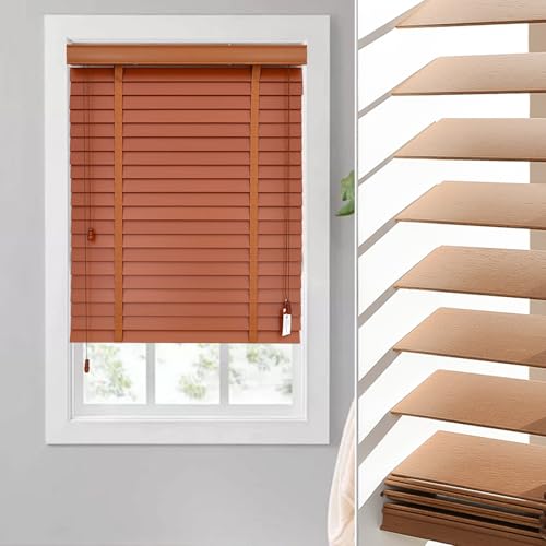 Persiana Veneciana de Madera 50 mm, 25 30 45 60 75 90 100 125 140 160 CM Persianas Horizontales Aislamiento Térmico A Prueba De Agua Cortinas de Privacidad(Marrón)