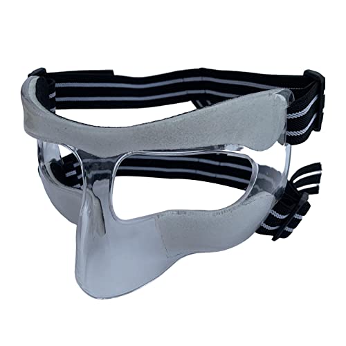 TOOYFUL Protezione per Il Viso per Naso Rotto Protezione per Il Naso facciale Maschera da Basket Durevole Maschera Sportiva per Uomini Donne Bambini Calcio, Nero Bianco, 15 cm x 9 cm