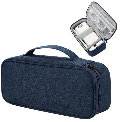 Teskyer Travel Tech Pouch, Protable Cable Organiser Bag, Electronics Accessories Travel Organizer Case for Cable Charger Earphone Power Bank Hard Drive - SM13L (Navy Blue)