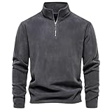 HUBGFEQ Thicken Warm Fleece Jacket for Men Zipper Neck Pullover Men's Sweatshirt Soft Shell Mens Jacket-Dark Grey-EUR XXL 95-105Kg