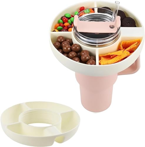 QHFlashbuy Snack-Tablett Silikon Snackschale für Stanley Becher mit Griff 3-Fach Snack-Tablett Snackhalter für Stanley Cup Zubehör für Stanley Cup