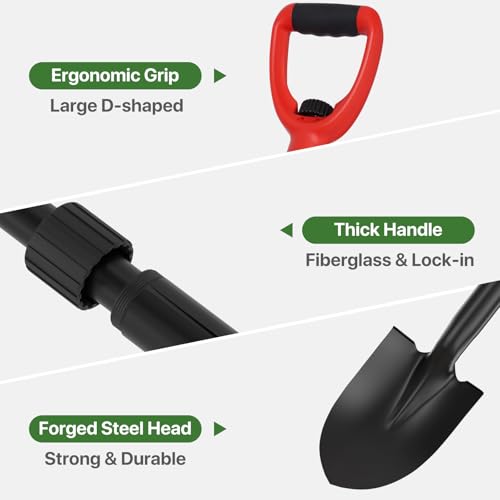 Pala de jardín resistente con mango ergonómico 33 pulgadas miniatura 3