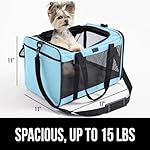 GORILLA GRIP Airline Travel Cat Carrier Bag Up to 15 Lbs, Breathable Mesh Collapsible Pet Carriers for Small, Medium Cats, Small Dogs, Puppies, Portable Kennel with Soft Washable Waterproof Pad, Blue - Image 3