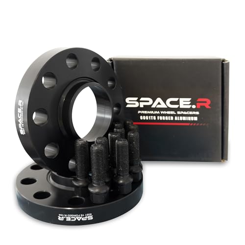 SPACE.R 1 Pair of 10mm Hubcentric Wheel Spacers Compatible with Mercedes C Class W205 | E Class W212 W213 | C63 AMG | Includes M14x1.5 Extended Black Radius Bolts | 5x112 | 66.6 Centre Bore