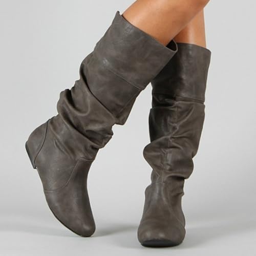 Knee High Boots Women 2025 Women's Slouchy Tall Boot Comfortable Round Toe Riding Combat Booties Fashion for Fall Winter Wear2