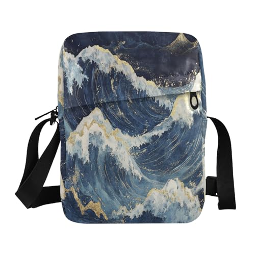 Deep Waves Japanese Style messenger bag Crossbody Bags For Women small crossbody purse Adjustable Strap for outdoor sports business