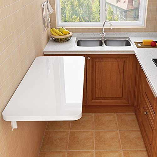Escritorio compacto plegable blanco para computadora de 60120 cm, mesa de pared para oficina en casa y cocina, barra de desayuno plegable moderna para espacios pequeños