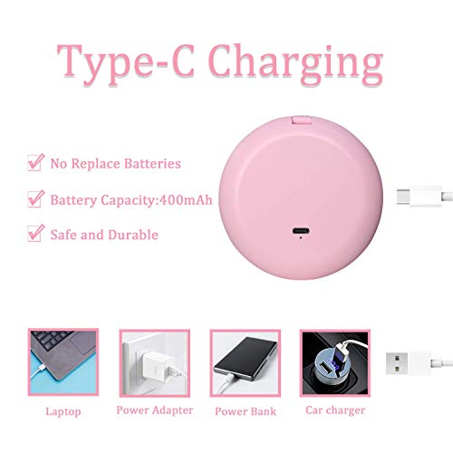 Kintion Compact Mirror With Light, 1X/10X Magnification Travel Mirror, Rechargeable Pocket Mirror Led Purse Mirror, 2-Sided, Folding, Handheld, Round, Small Makeup Mirror With Light For Gift (Pink) #TOP4
