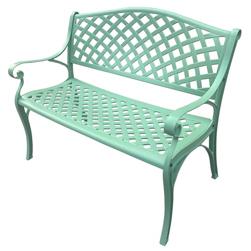 Image of Oakland Living Outdoor Aluminum Modern Seafoam Green Patio Bench Loveseat