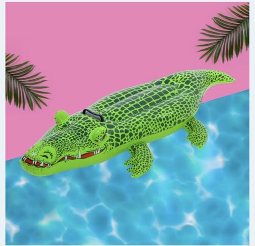 Image of New||Inflatable Crocodile Pool Float, Green, 139 x 61cm, Max Weight 45kg, Ride-On Lilo||