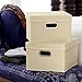 Household Essentials Fabric Storage Boxes with Lids and Handles, Natural