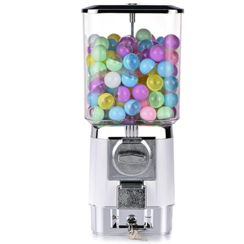 Máquina de Bolas de Chiclete para Crianças, Máquinas de Distribuição de Doces, 200 Bolas Vazias, 100 Tokens de Aço Inoxidável, Máquina de Chiclete Operada por Moedas para Lojas de Jogos, gaveta branca