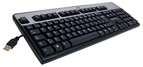 Image of HP Hewlett-Packard KU-0316 Black /Silver USB Wired 107-Key Layout Keyboard Part Number: 434821-202 Model Number: KU-0316