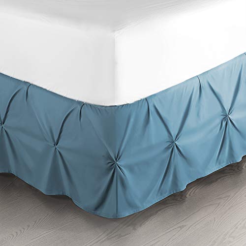 Image of Nestl Blue Heaven Bed Skirt Queen Size, Pinch Pleat Queen Bed Skirt, 14 inch Inch Drop Queen Bedskirt, Hotel Quality Blue Heaven Bed Skirts, Microfiber Bedskirt for Queen Bed, Blue Heaven Queen Bed Skirt