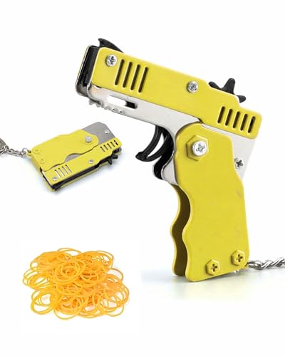 MenYiYDS Mini pistolet à bande de caoutchouc pliable, 60 bandes en caoutchouc portables, jouet sûr pour enfants, jeu de tir portable, activités intérieures...