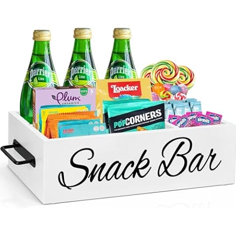 Uipame Snack Organizer for Home & Kitchen Organization, Wooden Pantry Storage Bins with Handles, Snack Organizer for Pantry, Kitchen, Movie Room, Snack Storage Basket for Chips, Candy Cover