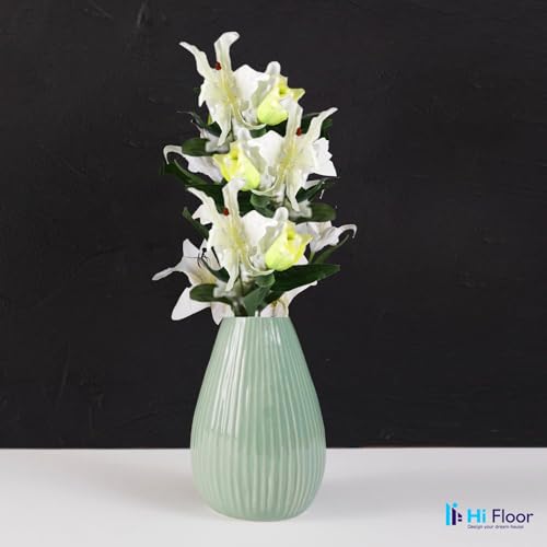 Image of Enhance Your Space with Artificial Leaf Decor Foliage for Stunning Interiors Decorative Items for Home;Office; Room; Living Room; Table; (Without Vase) (Pack of 1, Lily)
