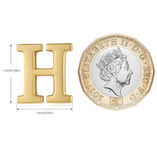 Image of HONEY BEAR Mens Womens Initial Alphabet Letter Lapel Pins Collar Badge Brooches for Business Wedding Graduation Gift Matte Gold 0.59 inches
