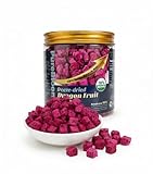 WildSap Emeralds Freeze Dried Red Dragon Fruit Dices - 4.4oz (125g) 100% Red Pitaya Chunks in Protective Jar, No Added Sugar Crunchy Dehydrated Fruit for Smoothies, Pink Drinks, Yogurt & Baking