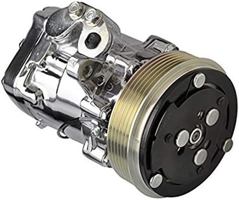 BSP Air Conditioning Compressor, Sanden SD-7, 7 Rib Serpentine Pulley, Polished, Tru Trac Systems, Each