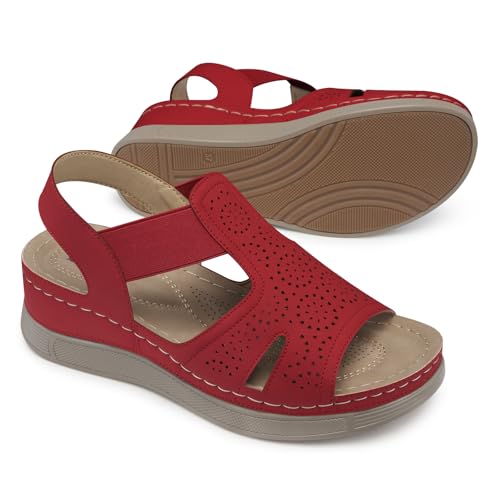 Image of SHIBEVER Wedge Sandals Women Comfortable: Sandals for Women 2026 Dressy Summer Ankle Strap Open Toe Low Heel Platform Wedges Shoes