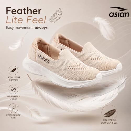 Image of ASIAN Style Walk-31 Women's Walking Shoes | Ultra-Lightweight Slip-On Shoes with Knit Mesh, Arch Support | Flexible Sole & All-Day Comfort for Daily Use