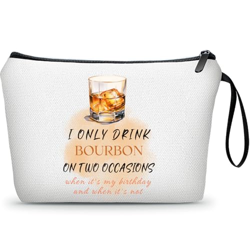 KONSOM Bourbon Whiskey Makeup Cosmetic Bag Funny Gift for Women Bachelorette Bartender