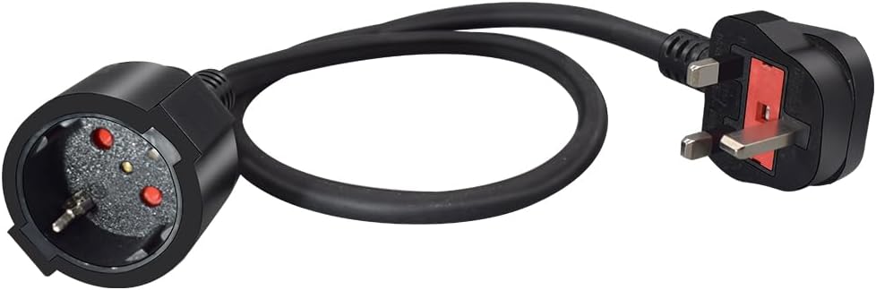 UK to Schuko Power Cord, Toptekits UK Plug to Europe Schuko Female Socket Power Cable for UPS PDU,UK EU Plug Adapter Cable,Euro UK Plug Adapter Cord,16AWG,13A 250V(2ft/0.6m)