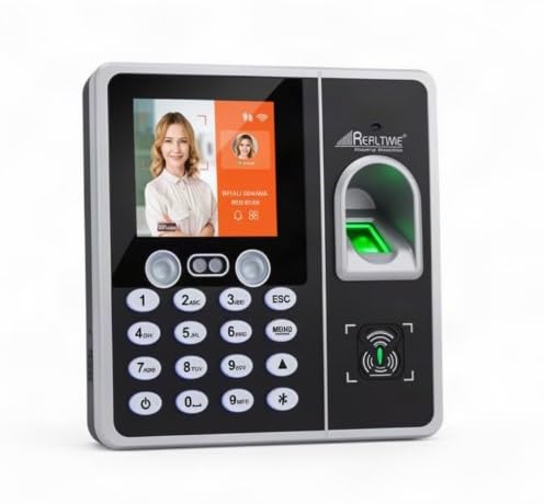 realtime t304f wifi face recognition biometric attendance machine | fingerprint, rfid card & password access, 2.8 inch color display, battery backup