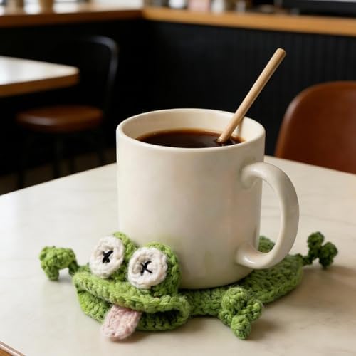 İçecekler İçin Bardak Altlıkları | 4 Parçalı El Yapımı Tığ İşi Hayvan Şeklinde Dekorasyonu,Komik Bardak Altlıkları - Mutfak, Apartman, Yeni Ev, Kafe, Restoran, Otel, Ev, Yemek Odası İçin - Görsel 3