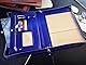 Noda Executive Leder-Portfolio, professionelles Business-Padfolio mit Reißverschluss, Planer, Organizer, Dokumenten-Organizer, Herren-Schreibmappe, blau