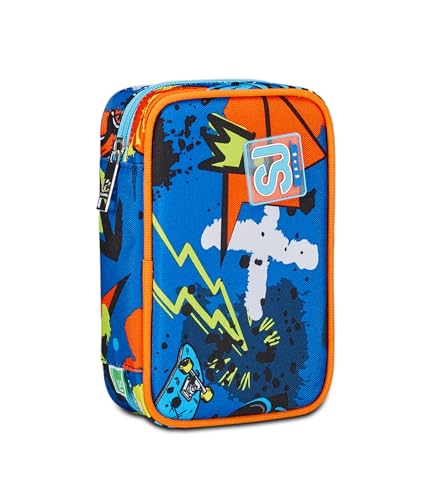 SJ Gang STYLE JAM GANG Astuccio Scuola Speed Case, Blu, Portapenne Mono Scomparto Con Plance Amovibili e Penne, Matite, Colori, Accessori Zaino, Elementari, Medie, Bambino