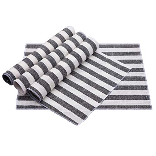 Sets de table en coton et lin noir rockcloud | Lot de 4 rectangulaires - 2