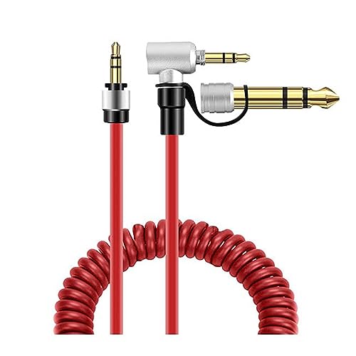 Cable auxiliar 3.5mm a 3.5mm con adaptador 6.5mm rojo miniatura 1