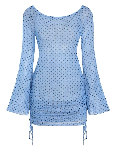 Image of ZAFUL Womens Swimsuit Cover Up Dress Off Shoulder Hollow Coverup Bathing Suit Mesh Swim Beach Dress