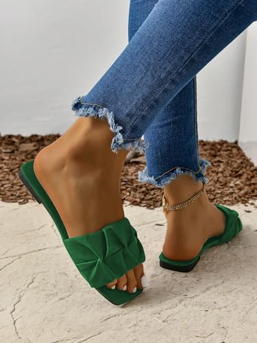 Image of GORGLITTER Women's Summer Cute Flat Sandals Dress Slide Sandals Square Toe Wedding Shoes Vacation Trendy Sandals 2026