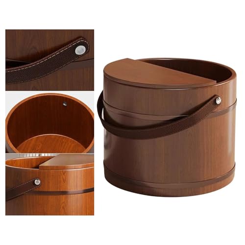 Tina de madera para baño de pies con tapa miniatura 3