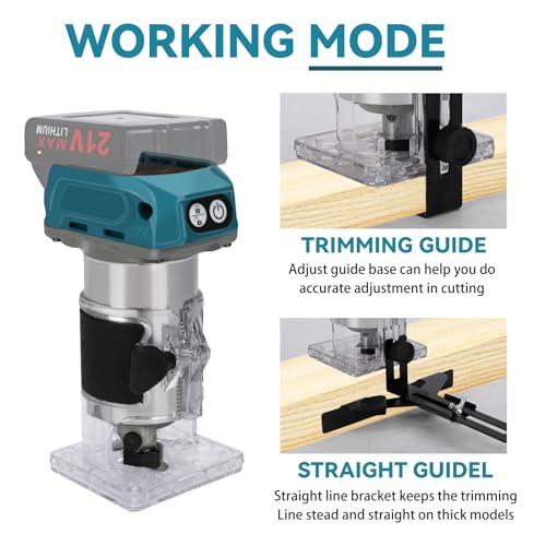 Brushless Palm Router Compatible with Makita 18V Batteries, 30000RPM Cordless Hand Trimmer Router 6.35mm Trim Diameter (NO Battery) 5 Brushless Palm Router Compatible with Makita 18V Batteries, 30000RPM Cordless Hand Trimmer Router 6.35mm Trim Diameter (NO Battery) - Image 5