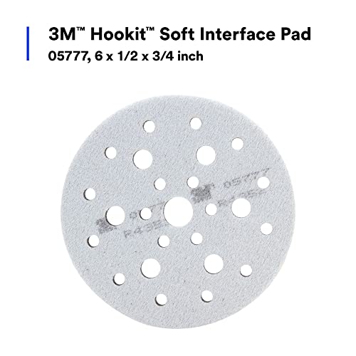 Image of 3M Hookit Soft Interface Pad, 05777, 6 in x 1 /2 in x 3 /4 in, Foam, Hole Pattern, Finer Finish for Auto Body Sanding Applications, 1 Pad