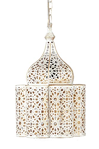 Orientalische Lampe Pendelleuchte Feryal Weiss 37cm E27 Lampenfassung | Marokkanische Design Hängeleuchte Leuchte aus… – Bild 2