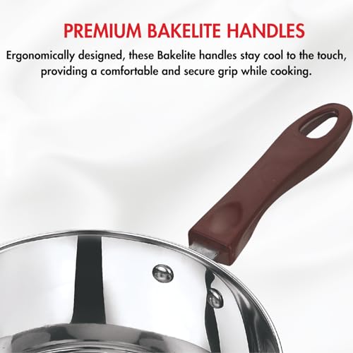 Vinod Stainless Steel Milk Pan Set – 1L & 2.5L | Induction & Gas Compatible | SAS Bottom for Even Heating | Sturdy Bakelite Handle | Silver - Image 7