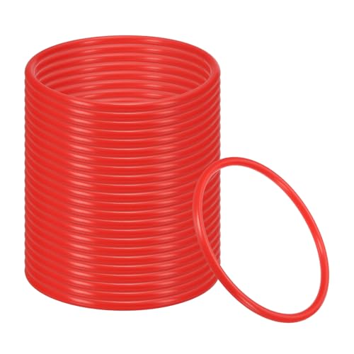 PATIKIL Anelli Lancio Anello Plastica 5.1 Pollici per Bottiglie, 24Pz Anelli Carnevale, Cerchi Plastica per Esercizi velocità e Agilità, Bomboniere per Feste Aperto, Rosso