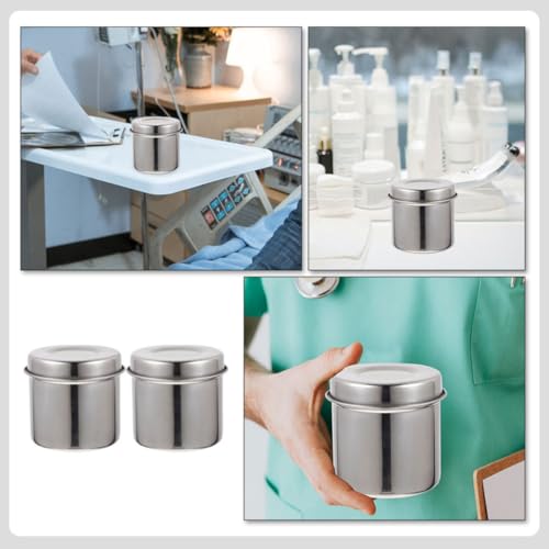 Tarro de acero inoxidable para ungüentos y contenedor metal para gasas con tapa 2